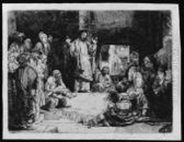 Christ Preaching (b., Holl. 67; H. 256; Bb. 52-2) Oil Painting by Rembrandt Van Rijn