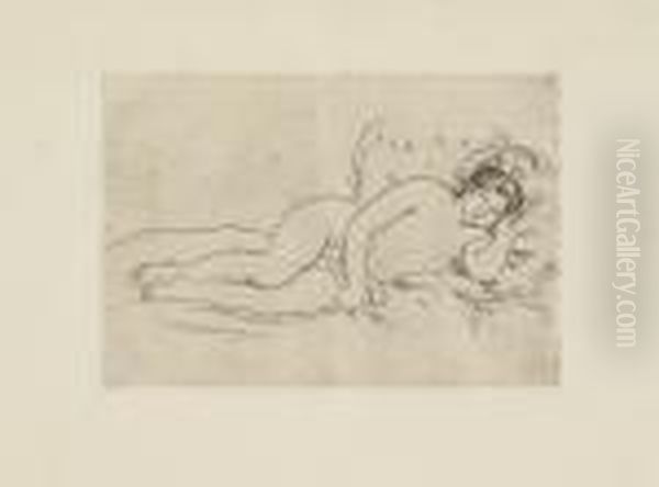 Femme Nue Couchee (tournee A Droite), 2nd State Oil Painting by Pierre Auguste Renoir