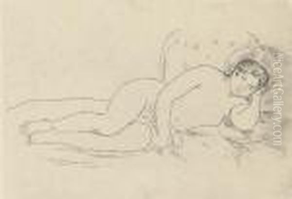 Femme Nue Couchee (tournee A Droite) (delteil 14) Oil Painting by Pierre Auguste Renoir
