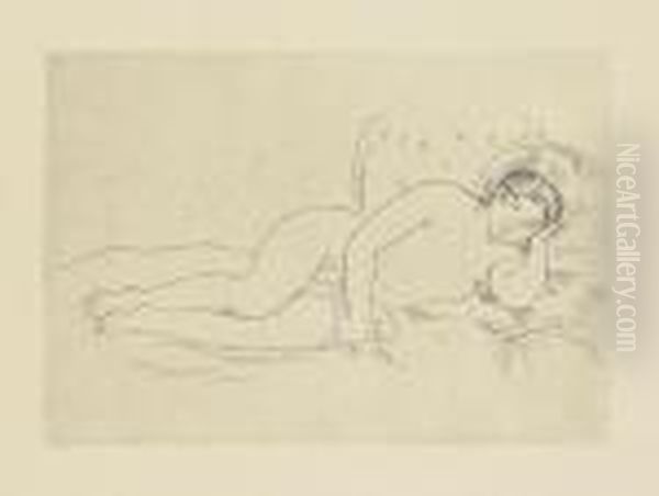 Femme Nue Couchee (tournee A Droite), 2e Planche Oil Painting by Pierre Auguste Renoir