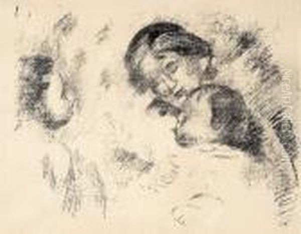Une Mere Et Deux Enfants Oil Painting by Pierre Auguste Renoir