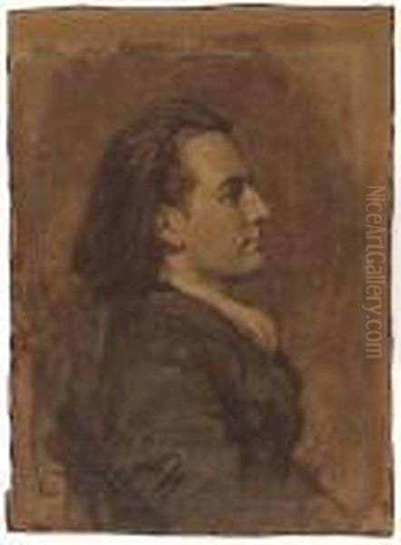 Portrait Of A Gentleman In Profile To Theright>. Oil Painting by Ilya Efimovich Efimovich Repin