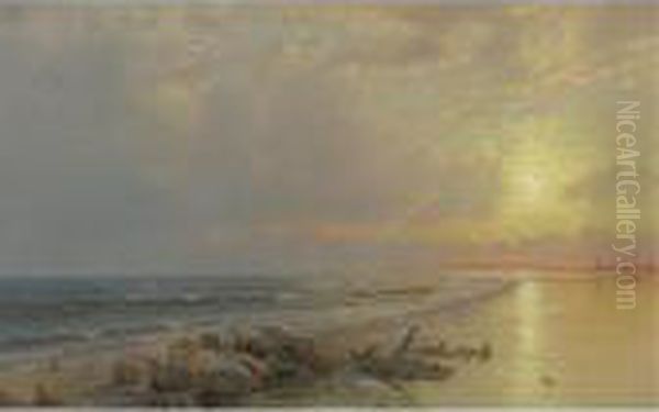 Sunset On The New Jersey Coast Oil Painting by William Trost Richards