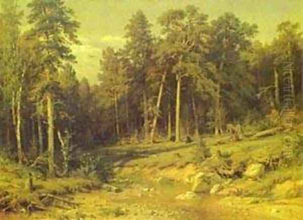 Pine Forest In Viatka Province 1872 Oil Painting by Ivan Shishkin