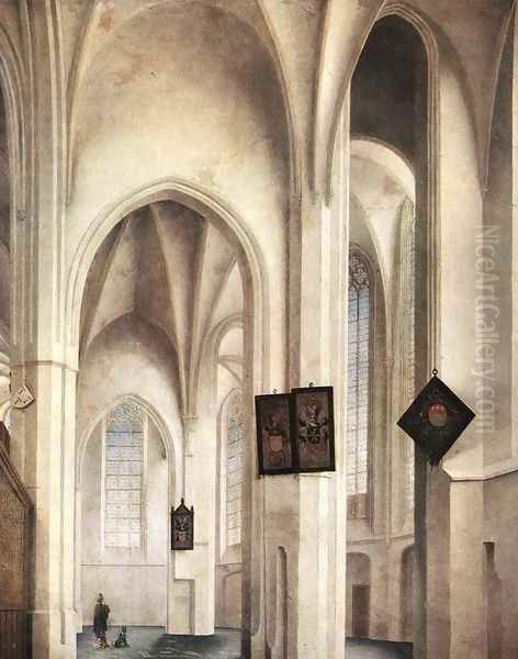 Interior of the St Jacob Church in Utrecht 1642 Oil Painting by Pieter Jansz Saenredam