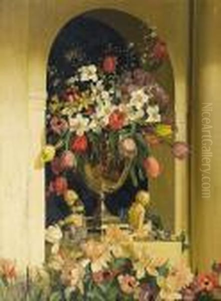 A Flower Piece Oil Painting by David the Elder Richter
