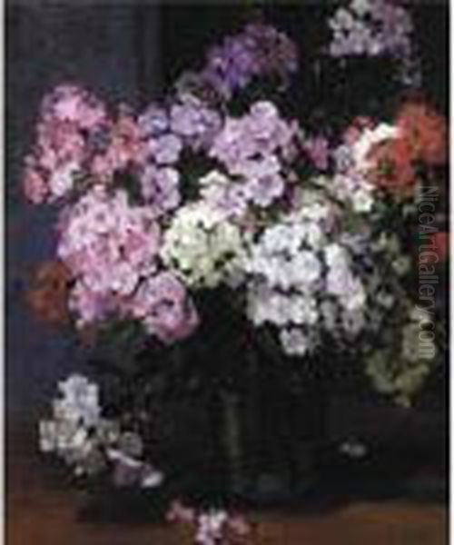 Still Life Of Geraniums Oil Painting by David the Elder Richter