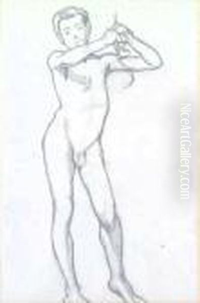 Standing Youth Oil Painting by David the Elder Richter Standing Youth Oil Painting by David the Elder Richter