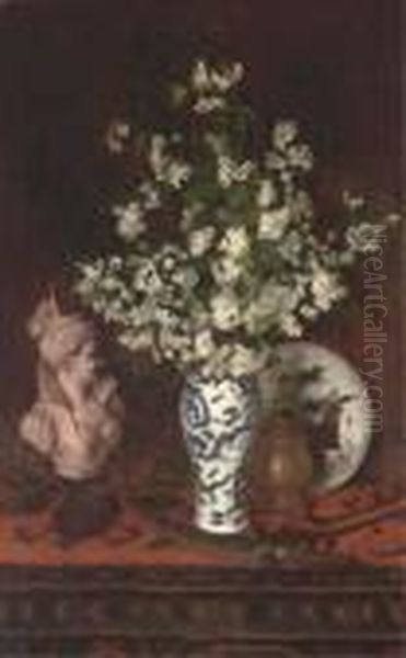 Apple-blossom In An Oriental Vase Oil Painting by David the Elder Richter