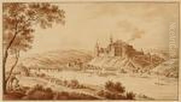 Meissen And Albrecht Castle, Ca. 1816/18 Oil Painting by Adrian Ludwig Richter