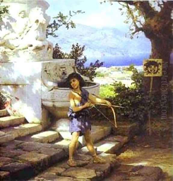 A Dangerous Game Detail 2 1880s Oil Painting by Henryk Hector Siemiradzki