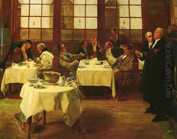 Plaintiff and Defendant Oil Painting by Walter-Dendy Sadler