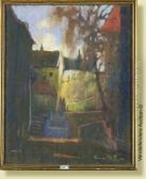 Vieuxquartier De Budapest, 
Pastel Sur Papier. Signe En Bas A Droiteronai Et Date 1924. Ecole 
Hongroise. Dim.: 50x40cm Oil Painting by Jozsef Rippl-Ronai