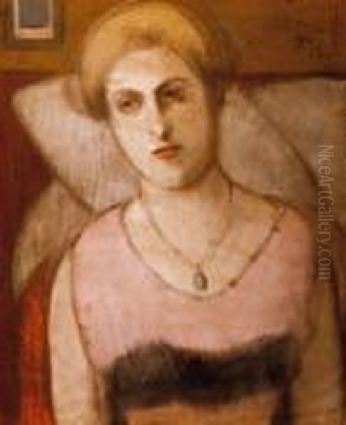 Woman With A Turquoise Medal Oil Painting by Jozsef Rippl-Ronai