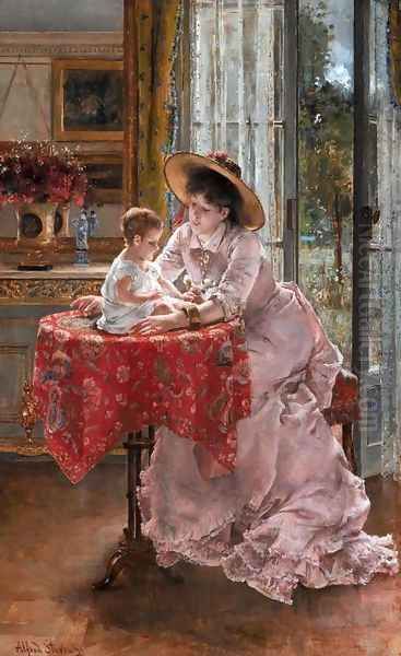 L’heureuse mère Oil Painting by Alfred Stevens