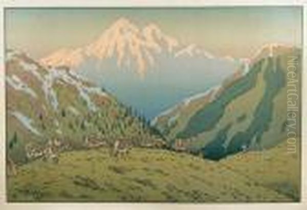 La Montagne. Planche Pour Les Aspects De La Nature. Oil Painting by Henry Parsons Riviere