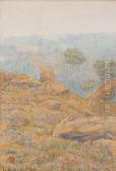 Paysage A Loquivy Oil Painting by Henry Parsons Riviere