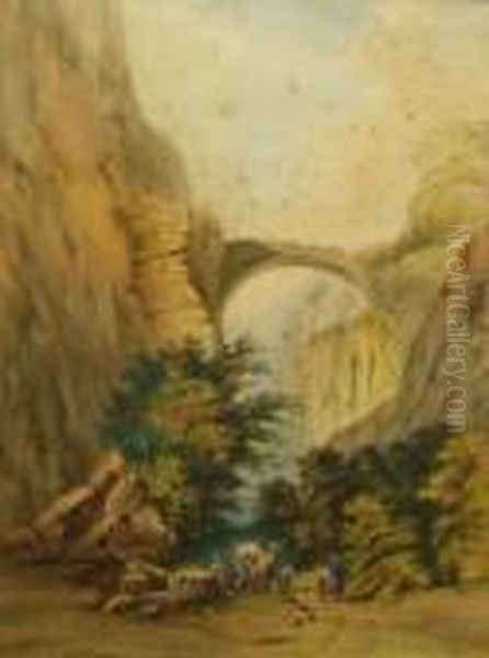 Inscribed Entrance To Petra Oil Painting by David Roberts