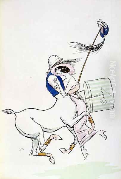 Tangoville sur Mer, caricature of Coco Chanel 1883-1971 dancing with Arthur Boy Capel, 1913 Oil Painting by Georges Goursat Sem