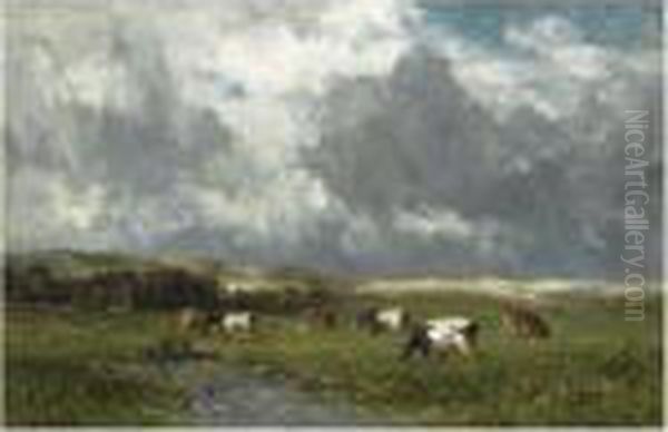 Cows Grazing Near Zomerzorg, Bloemendaal Oil Painting by Willem Roelofs