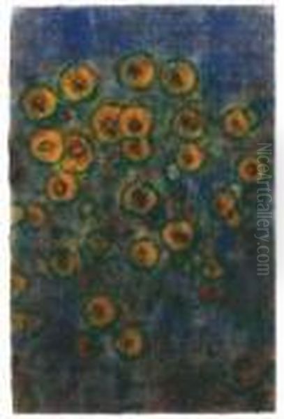 Gelbe Bluten Auf Dunklem Grund Oil Painting by Christian Rohlfs