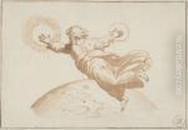 Creation Of The Sun And Moon After The Fresco In The Loggia Di Raffaello Oil Painting by Giulio Romano