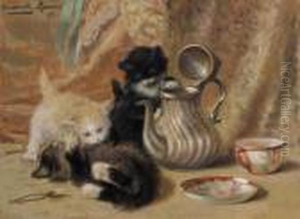 Teatime Oil Painting by Henriette Ronner-Knip