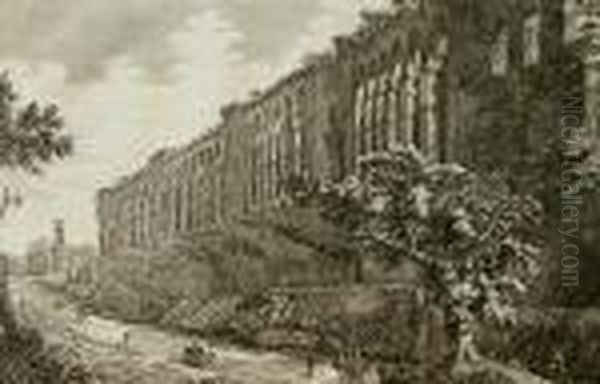 Veduta Della Mura Di Roma, 
Dalla Parte Interna Della Cita Vicino Alla Porta Celimontana Oil Painting by Luigi Rossini