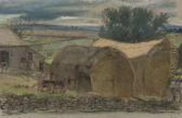 The Farmyard Oil Painting by William Rothenstein