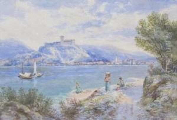 Castle Of Al**a, Possibly Lake Como Oil Painting by Charles Rowbotham