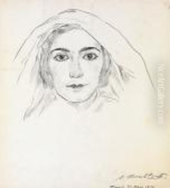 Portrait De Femme Au Voile Oil Painting by Aleksandr Rubcov