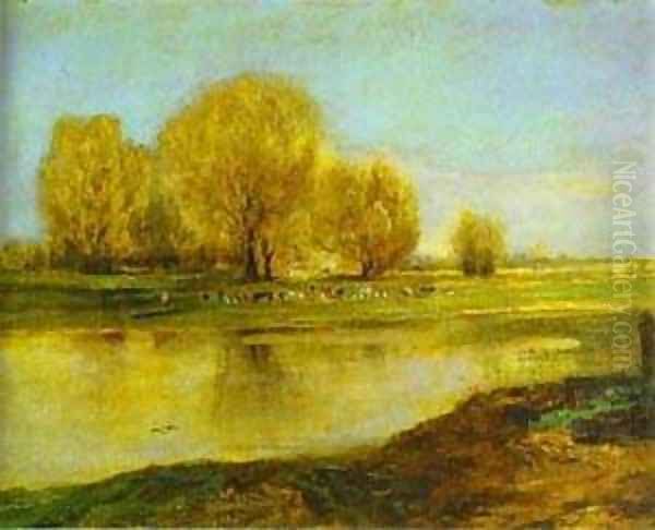 Willows By A Pond 1872 Oil Painting by Alexei Kondratyevich Savrasov