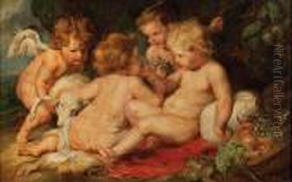 Christuskind Mit Dem Johannesknaben Und Zwei Engeln Oil Painting by Peter Paul Rubens