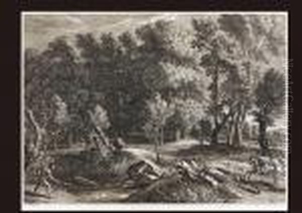 The Landscape Of The Ramereagros And Atlanta Hunting Calydonian Boar Oil Painting by (studio of) Rubens, Peter Paul
