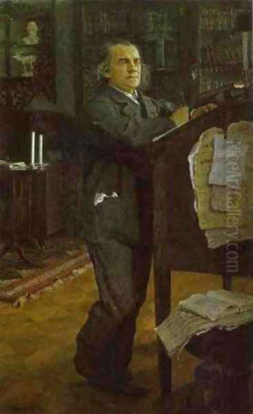 Portrait Of The Composer Alexander Serov 1888-89 Oil Painting by Valentin Aleksandrovich Serov