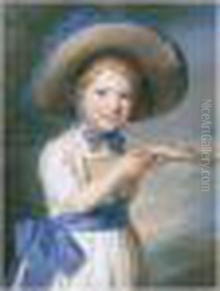 Portrait Of A Boy Holding A Toy Gun Oil Painting by John Russell