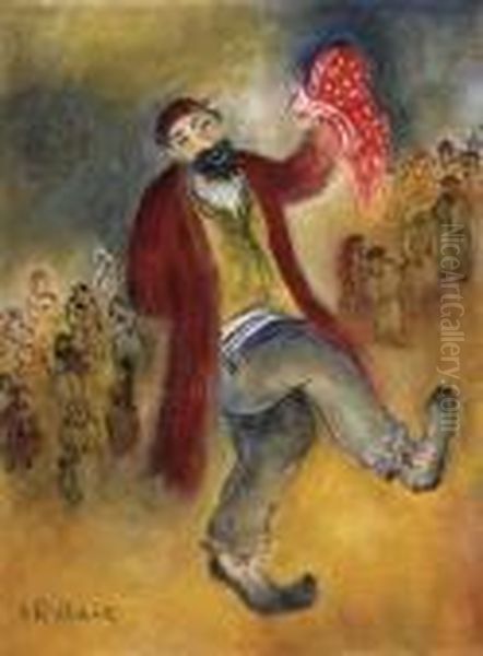 Dancing In The Town Oil Painting by Issachar ber Ryback