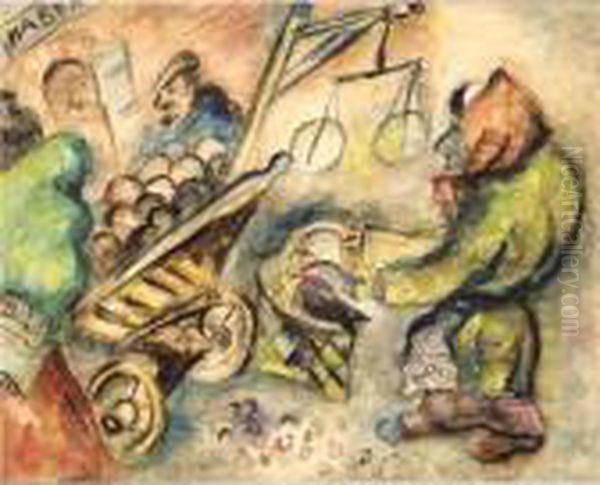 Scene De Marche Oil Painting by Issachar ber Ryback