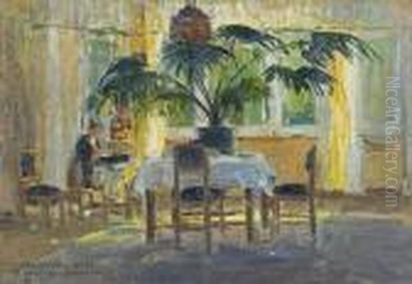 Living Room Oil Painting by Bronislawa Rychter-Janowska