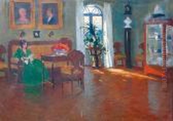 Femme Au Salon Oil Painting by Bronislawa Rychter-Janowska