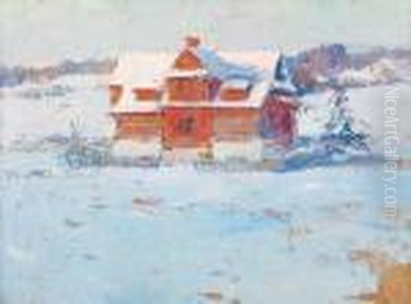 Zima Oil Painting by Bronislawa Rychter-Janowska
