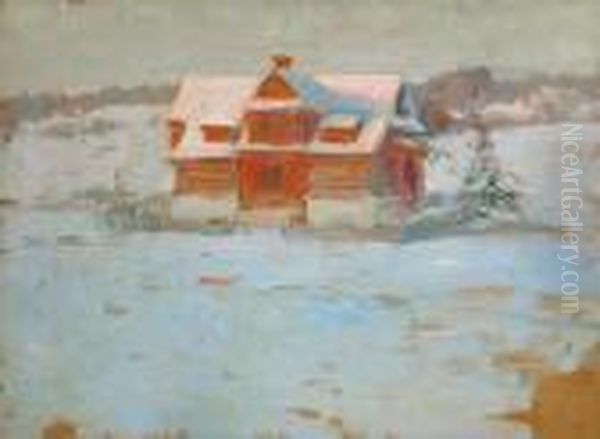 Zima Oil Painting by Bronislawa Rychter-Janowska