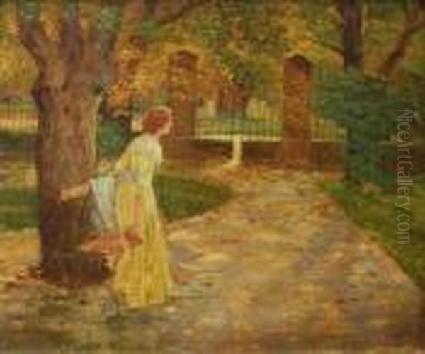 Scena W Parku Oil Painting by Bronislawa Rychter-Janowska