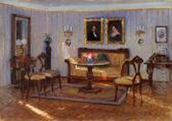 W Salonie Oil Painting by Bronislawa Rychter-Janowska