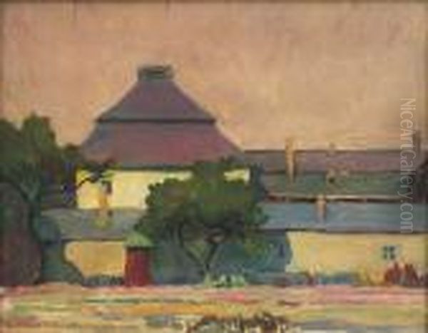 Zabudowania Oil Painting by Bronislawa Rychter-Janowska