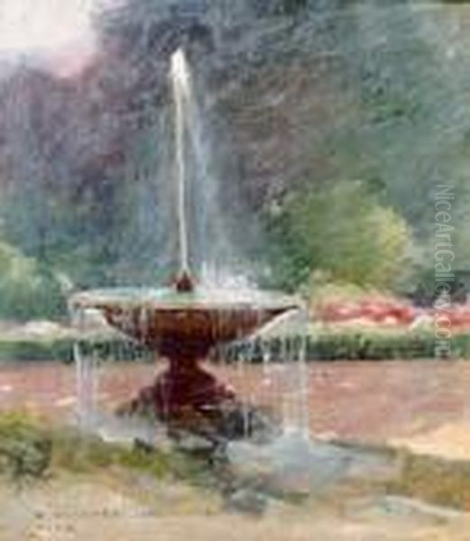 Fontanna Rzymska Oil Painting by Bronislawa Rychter-Janowska