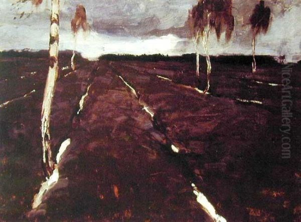 Przydrozne Brzozy Oil Painting by Bronislawa Rychter-Janowska