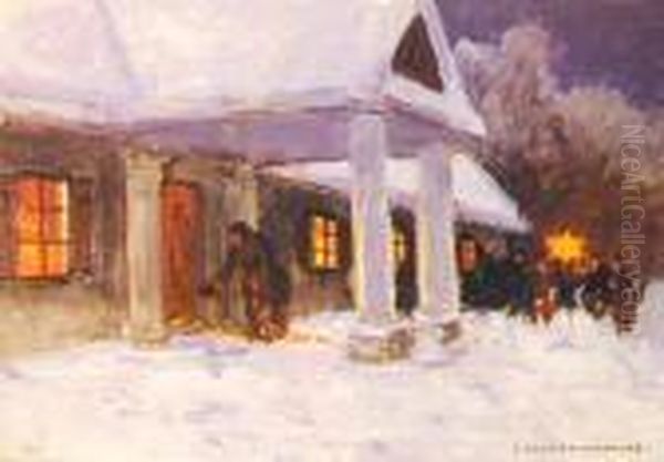 Kolednicy Oil Painting by Bronislawa Rychter-Janowska