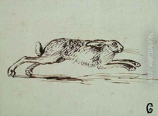 A Hare Running, With Ears Laid Back Oil Painting by James Seymour