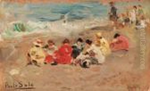 Figure Sulla Spiaggia Oil Painting by Paolo Sala
